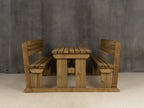 Alders Picnic Table Benches Set With Backrest - Rustic Finish