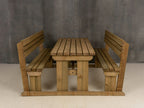 Alders Picnic Table Benches Set With Backrest - Rustic Finish