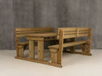 Alders Picnic Table Benches Set With Backrest - Rustic Finish