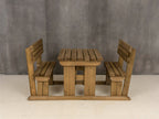 Alders Picnic Table Benches Set With Backrest - Rustic Finish