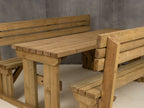 Alders Picnic Table Benches Set With Backrest - Rustic Finish