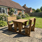 Alders Picnic Table Benches Set With Backrest - Rustic Finish