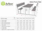 Alders Picnic Table Benches Set with backrest — detail view