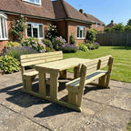 Rounded Alders Picnic Table Benches Set With Backrest