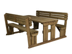 Alders Rounded Picnic Table and Benches Set With Backrest - Rustic Finish