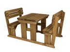 Alders Rounded Picnic Table and Benches Set With Backrest - Rustic Finish