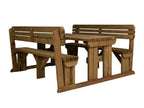 Alders Rounded Picnic Table and Benches Set With Backrest - Rustic Finish