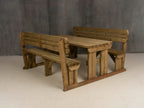 Alders Rounded Picnic Table and Benches Set With Backrest - Rustic Finish