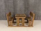 Alders Rounded Picnic Table and Benches Set With Backrest - Rustic Finish