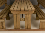 Alders Rounded Picnic Table and Benches Set With Backrest - Rustic Finish