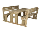 Rounded Alders Picnic Table Benches Set with backrest — side view
