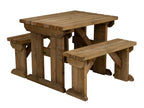Aspen Picnic Table and Benches Set - Rustic Finish