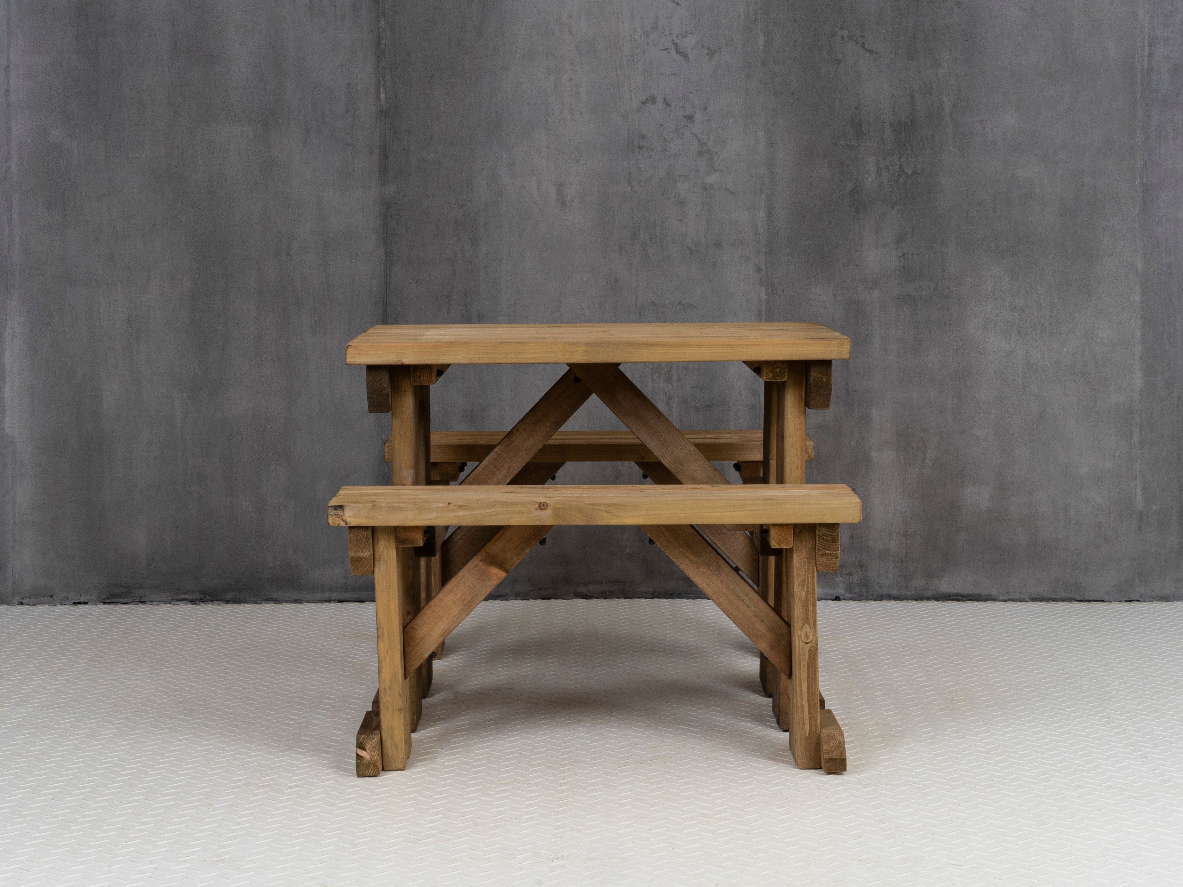 Aspen Picnic Table and Benches Set - Rustic Finish