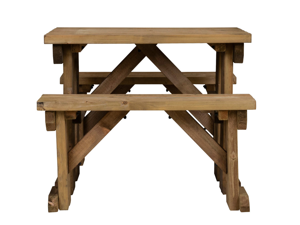 Aspen Picnic Table and Benches Set - Rustic Finish