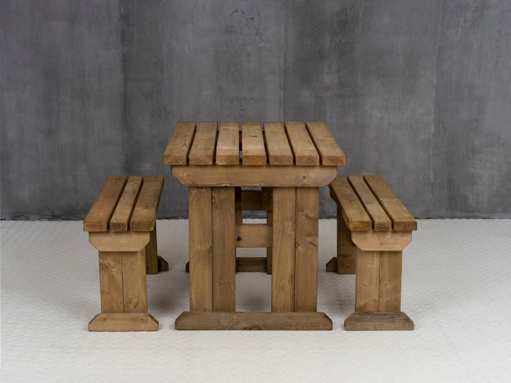 Aspen Picnic Table and Benches Set - Rustic Finish