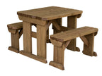 Aspen Rounded Picnic Table and Benches Set - Rustic Finish