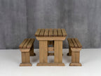 Aspen Rounded Picnic Table and Benches Set - Rustic Finish