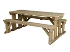 Aspen Rounded Picnic Table and Benches Set — side view