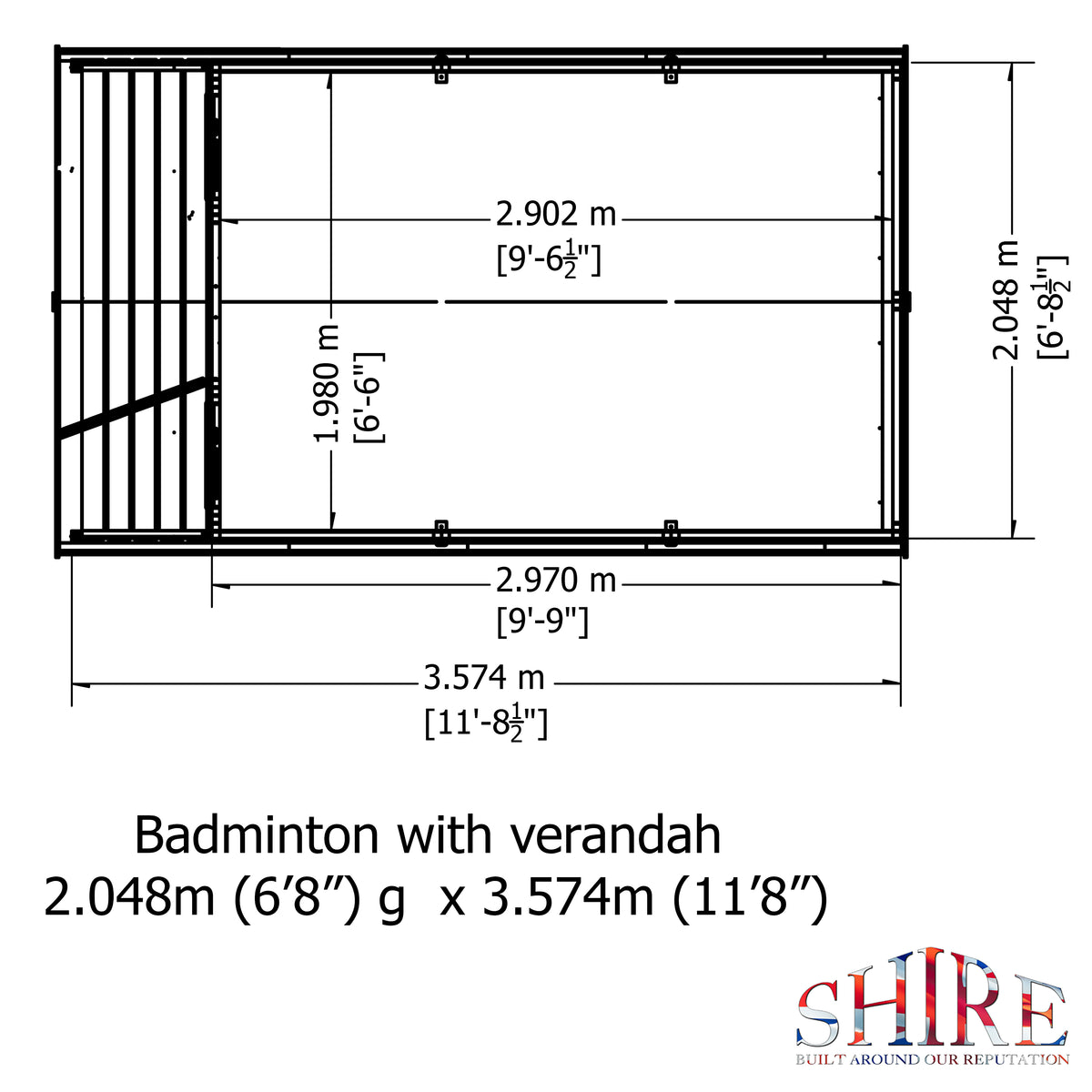 Badminton & Verandah Summerhouse | 7x12 Shiplap Timber Summerhouse with Verandah