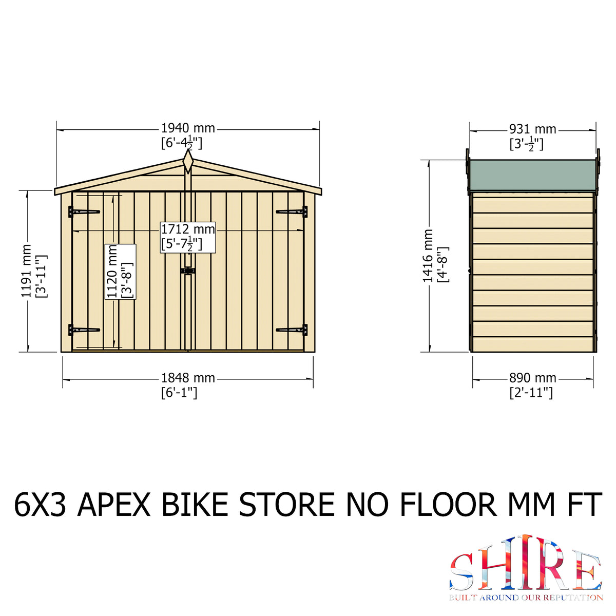 Apex Bike Store | 6x3 Shiplap Timber Bike Store (No Floor)