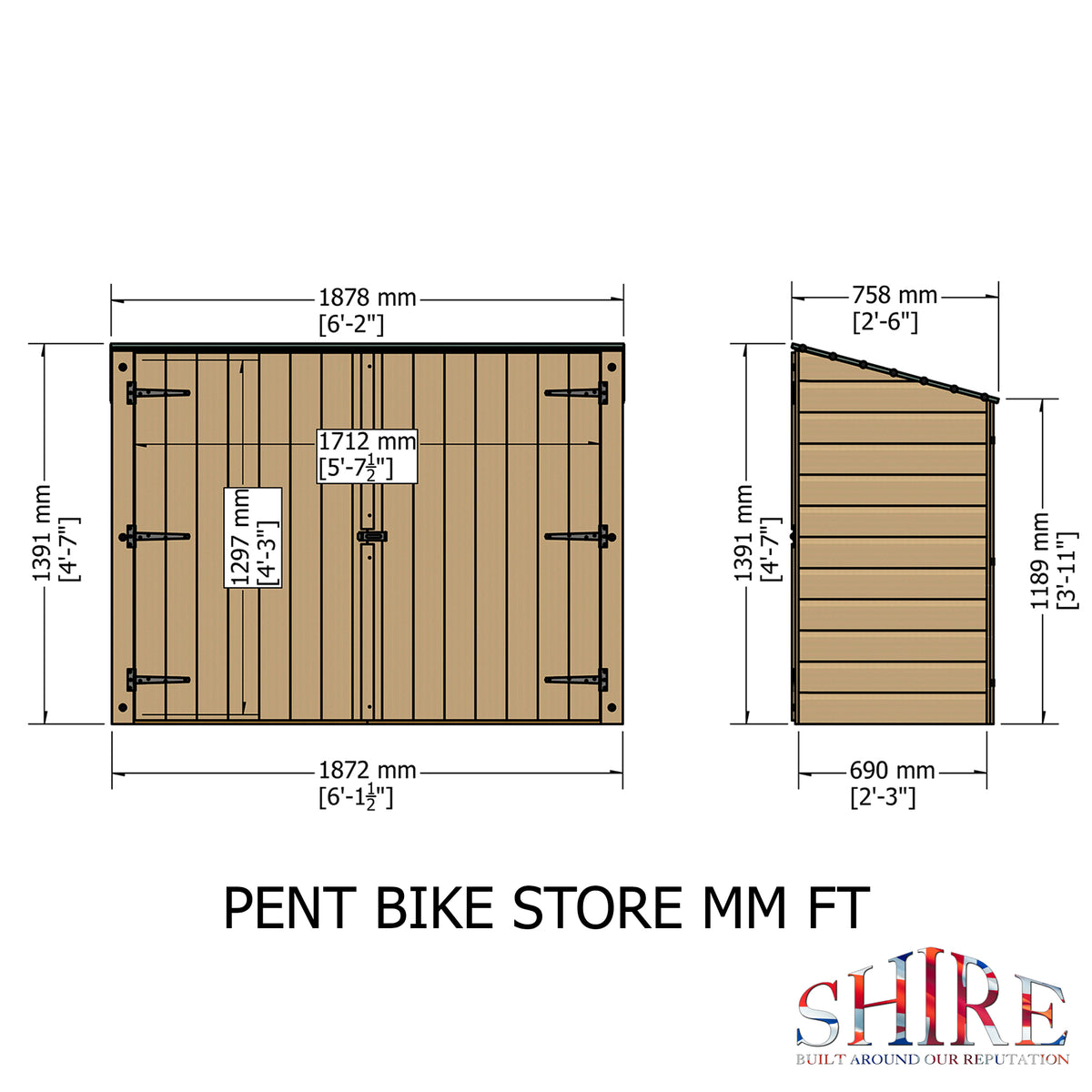 Pent Shiplap Bike Store No Floor Garden Storage | 6x3 Timber Garden Storage