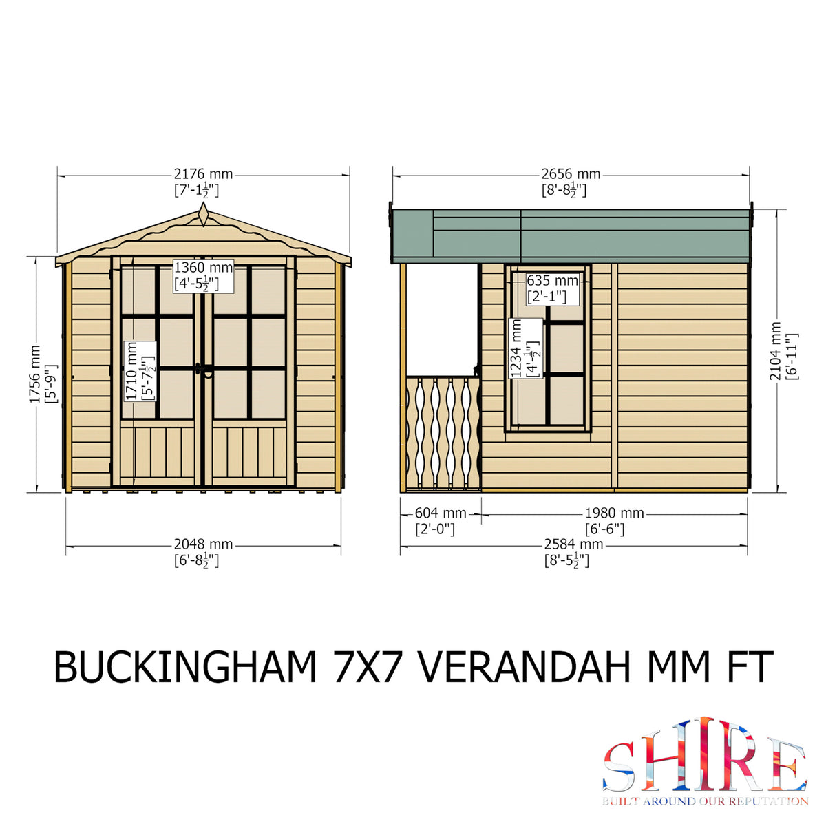 Buckingham + Verandah Summerhouse | 7x9 Shiplap Timber Summerhouse