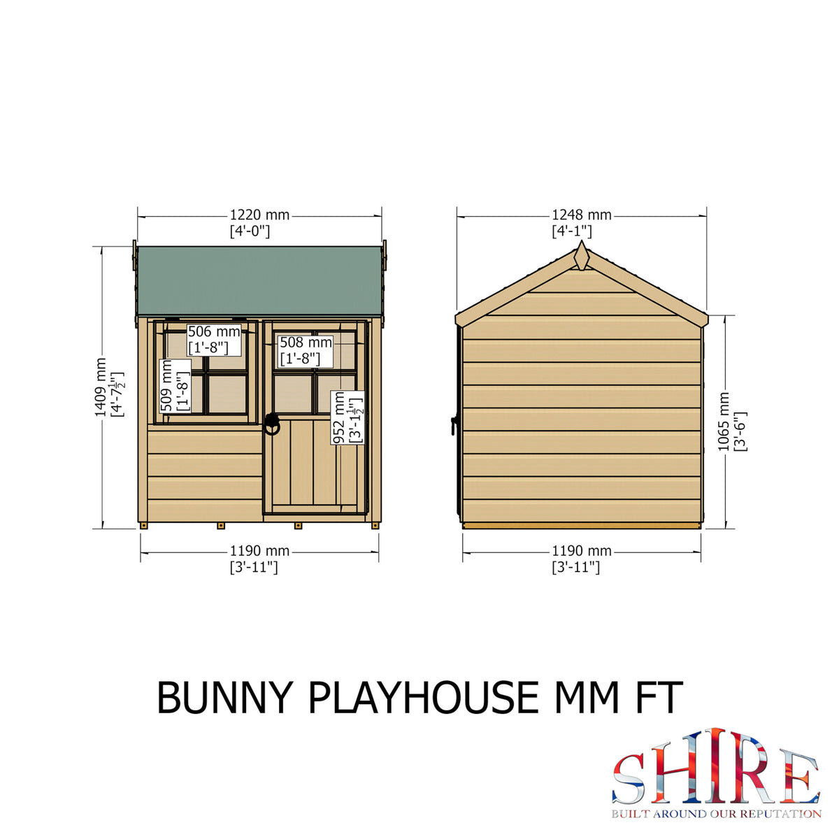 Bunny 4x4 Playhouse | Children's Timber Wendy House