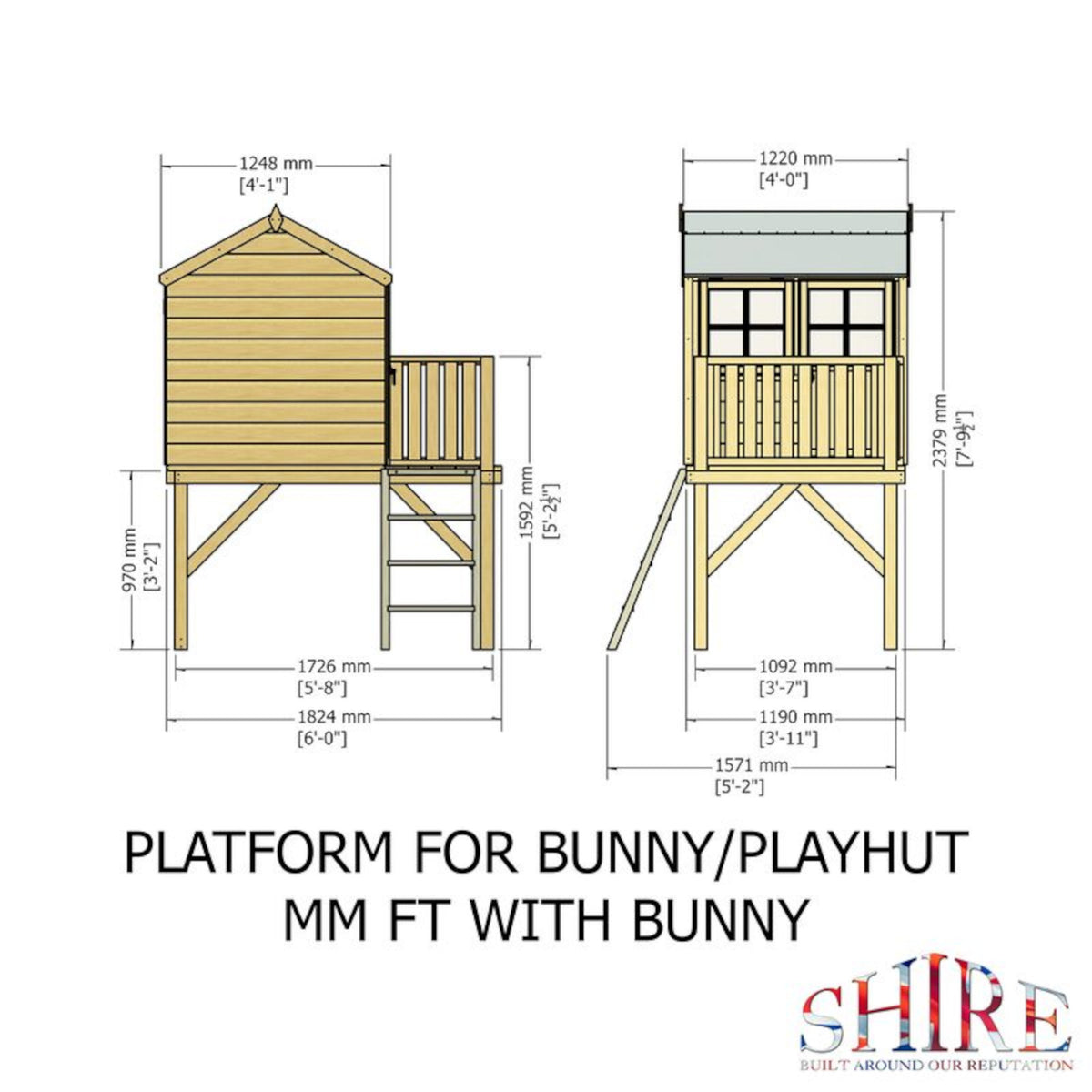 Shire Bunny 6x4 Playhouse with Platform