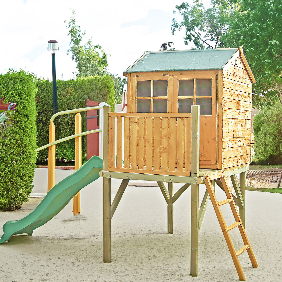 Shire Bunny 6x4 Playhouse with Platform & Slide