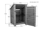 Wooden Garden Tool Storage with Shelf (Roof Sloping Back) W-99cm, H-126cm or 180cm, D-88cm