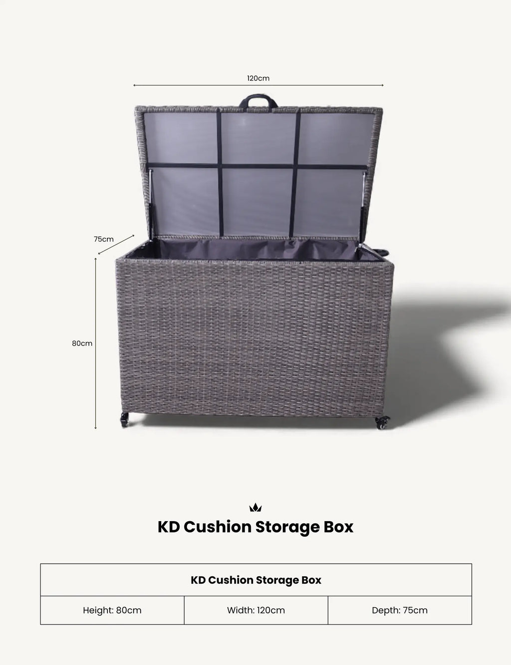 Royalcraft 510L Charcoal Rattan Outdoor Cushion Storage Box | Garden Storage