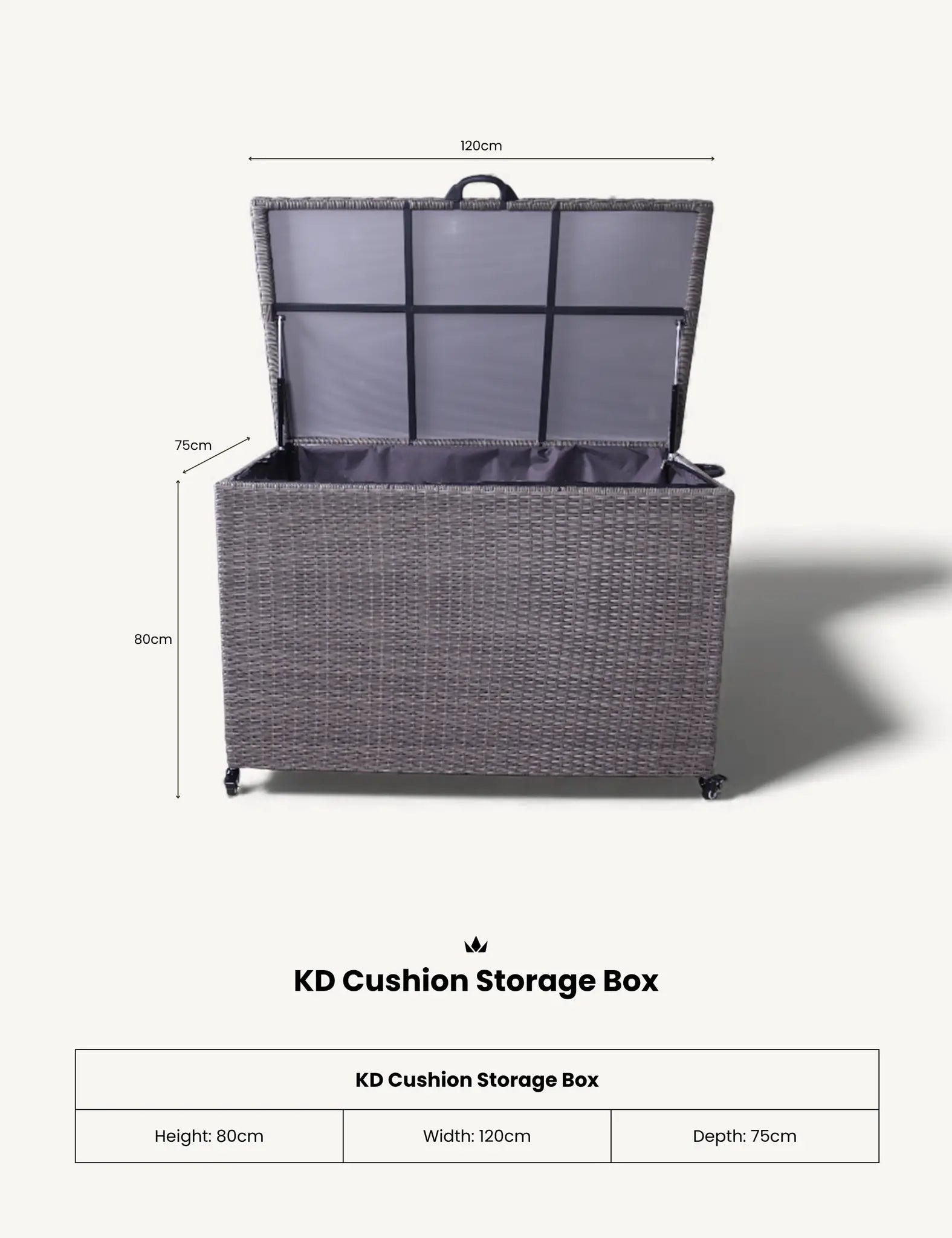 Royalcraft 510L Charcoal Rattan Outdoor Cushion Storage Box | Garden Storage