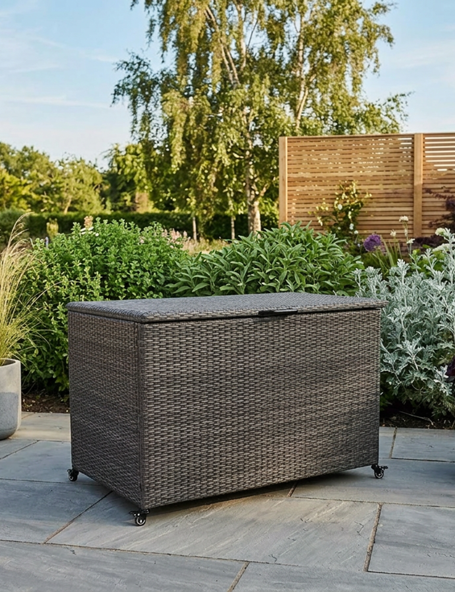 Royalcraft 645L Charcoal Rattan Outdoor Cushion Storage Box