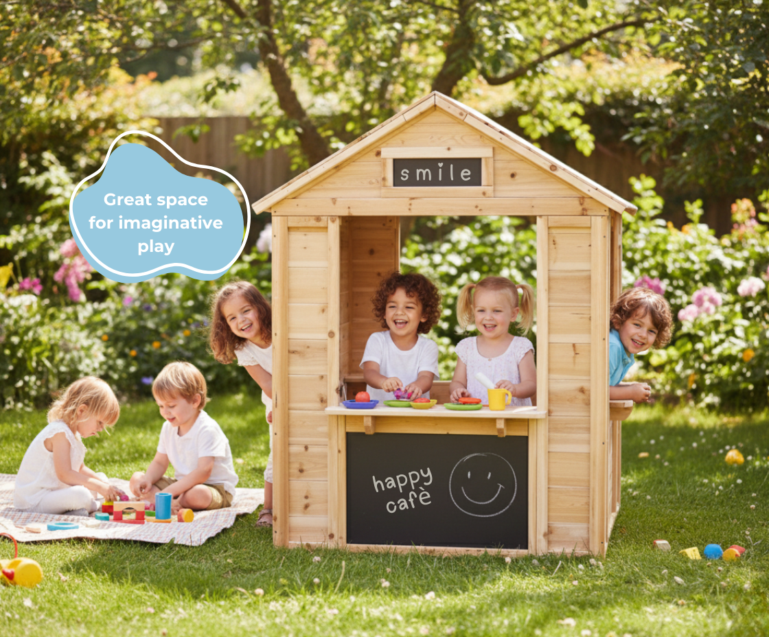 Wooden Café Shop Playhouse | Kids' Role-Play Shop & Kitchen