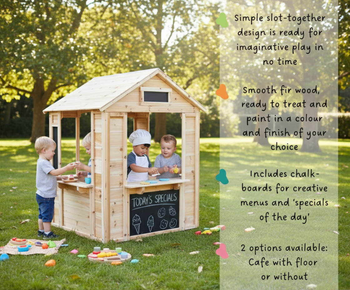 Wooden Café Shop Playhouse | Kids' Role-Play Shop & Kitchen