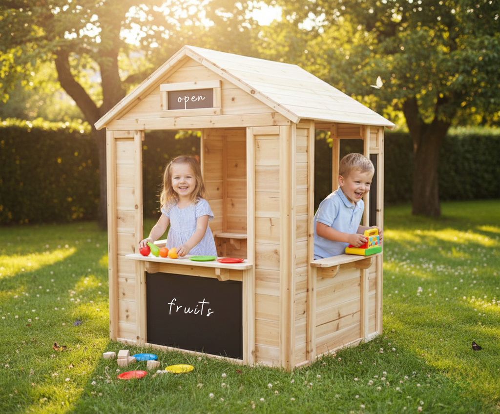 Wooden Café Shop Playhouse | Kids' Role-Play Shop & Kitchen
