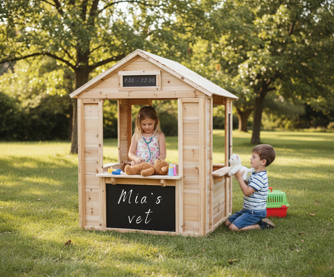 Wooden Café Shop Playhouse | Kids' Role-Play Shop & Kitchen