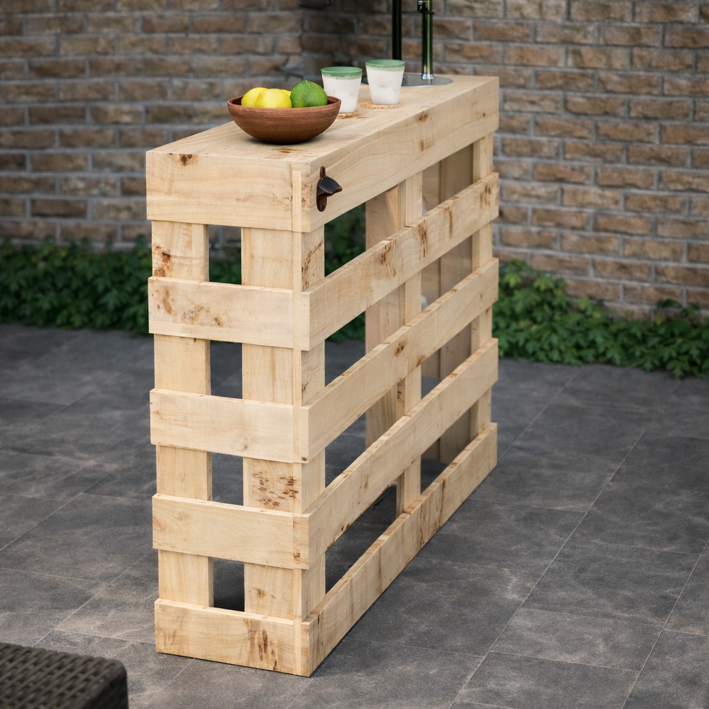 Rustic Wooden Pallet Style Bar | Handcrafted Garden Bar
