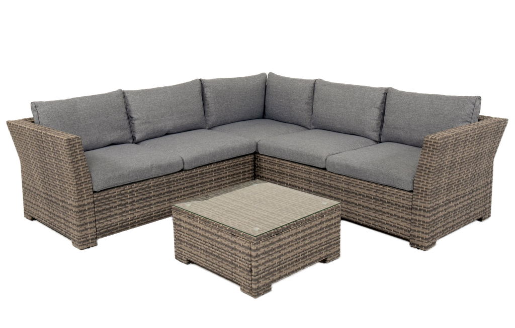 Chesterton Grey 5 Seater Rattan Garden Corner Sofa Set