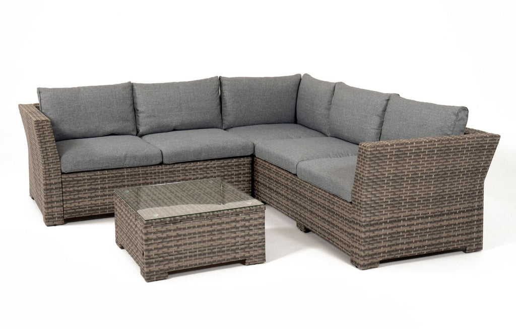 Chesterton Grey 5 Seater Rattan Garden Corner Sofa Set
