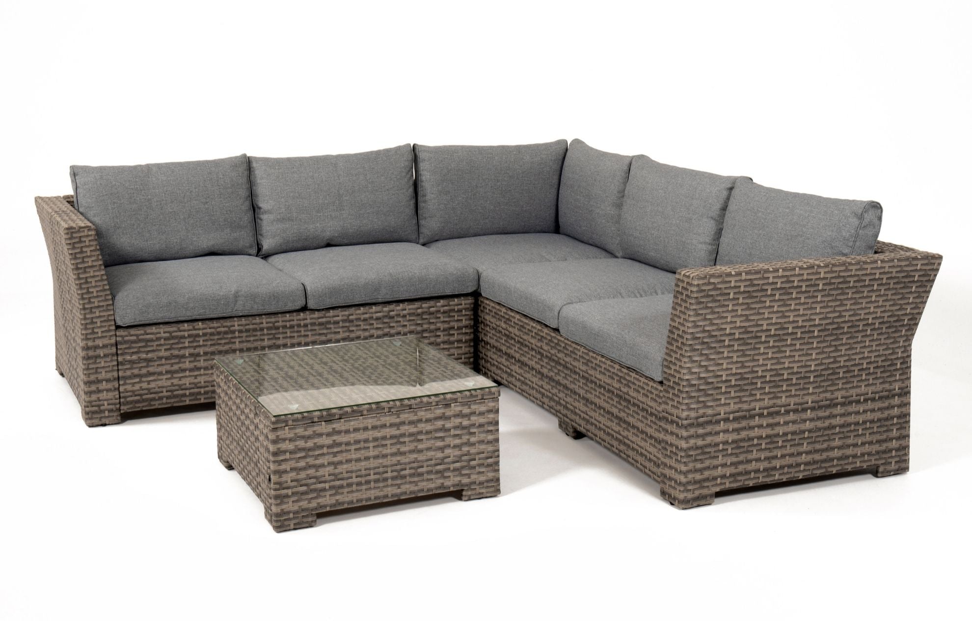 Chesterton Grey 5 Seater Rattan Garden Corner Sofa Set