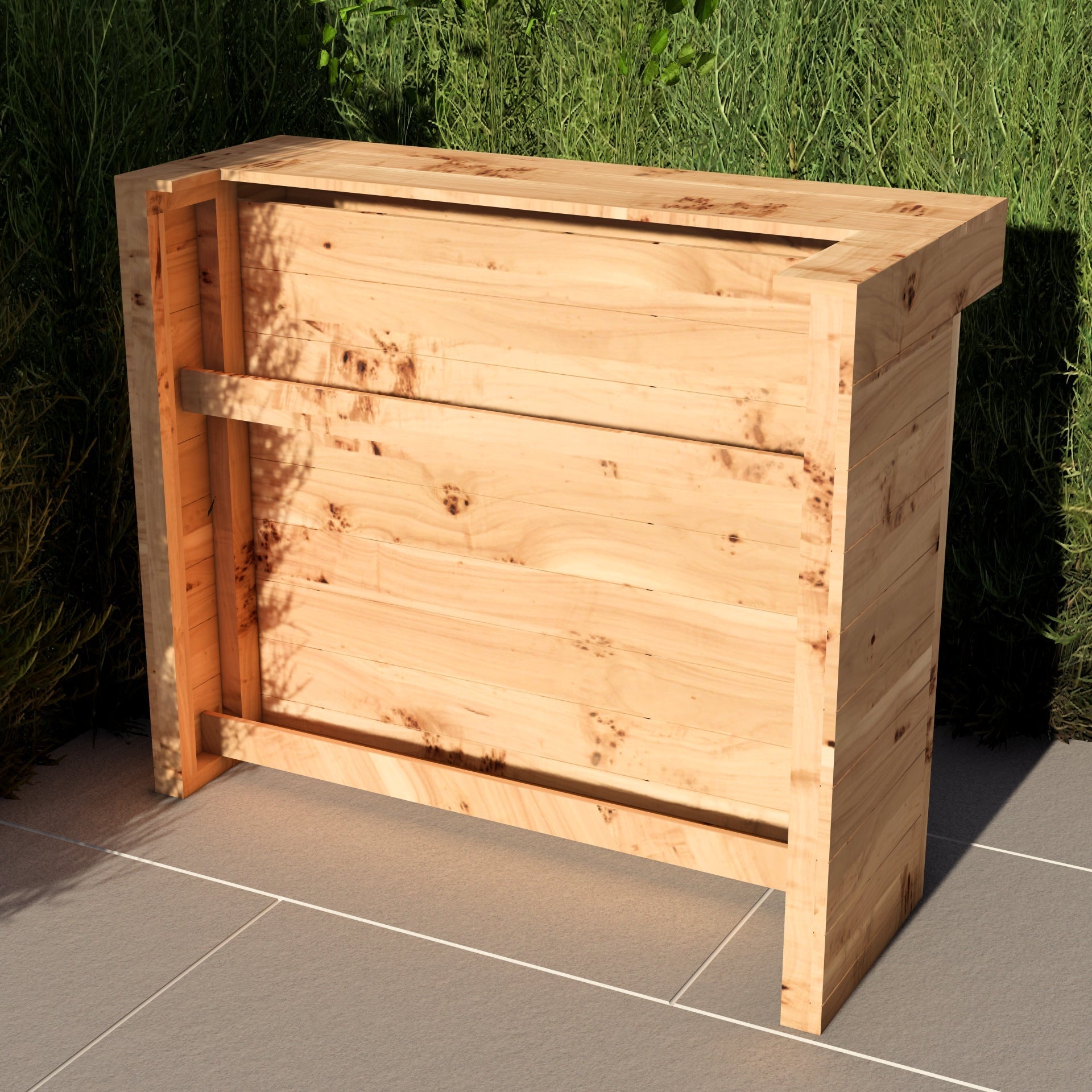 L-Shape Rustic Wooden Garden Bar | Corner Pallet-Style Outdoor Bar