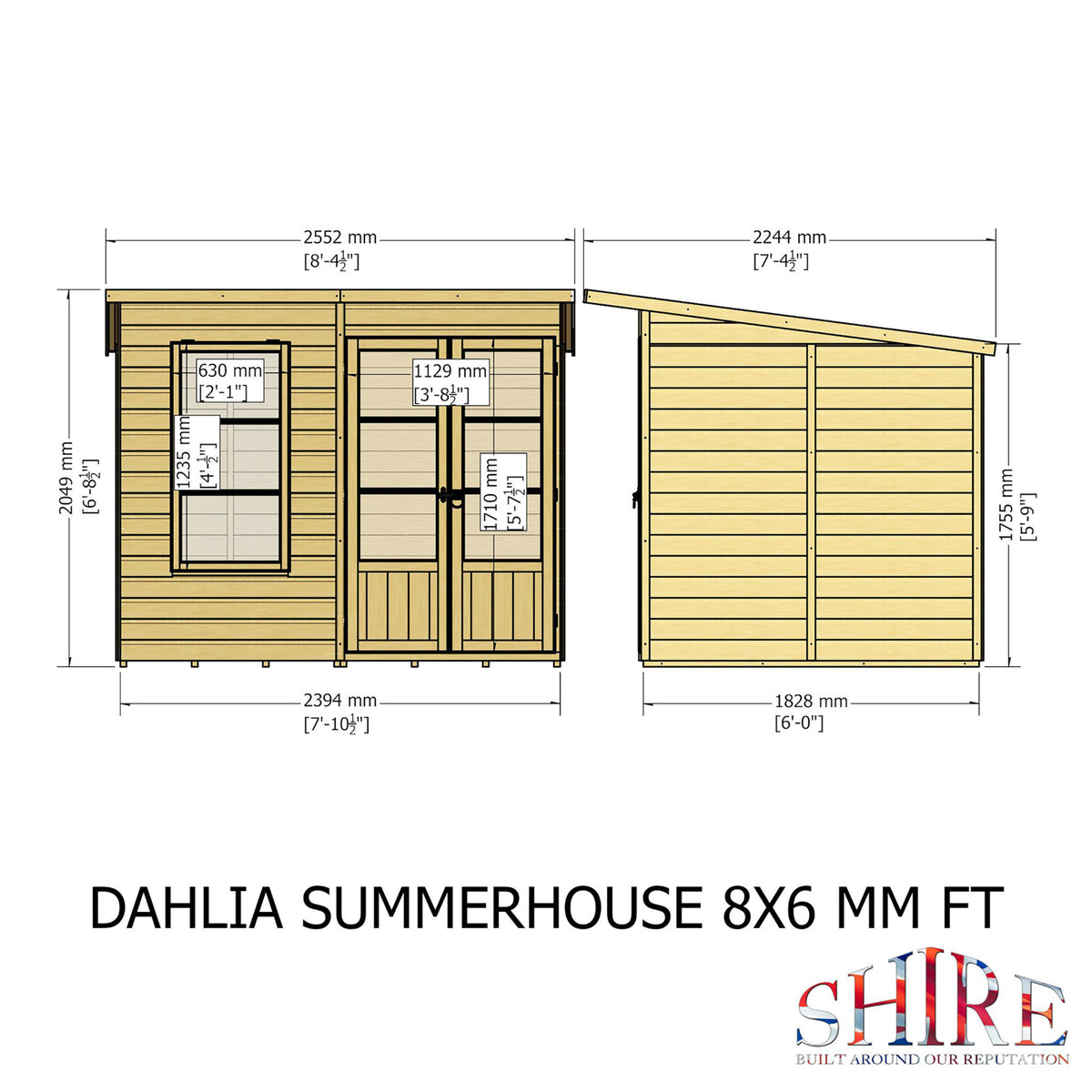 Dahlia Pent Summerhouse 8x6 – Shire timber summerhouse
