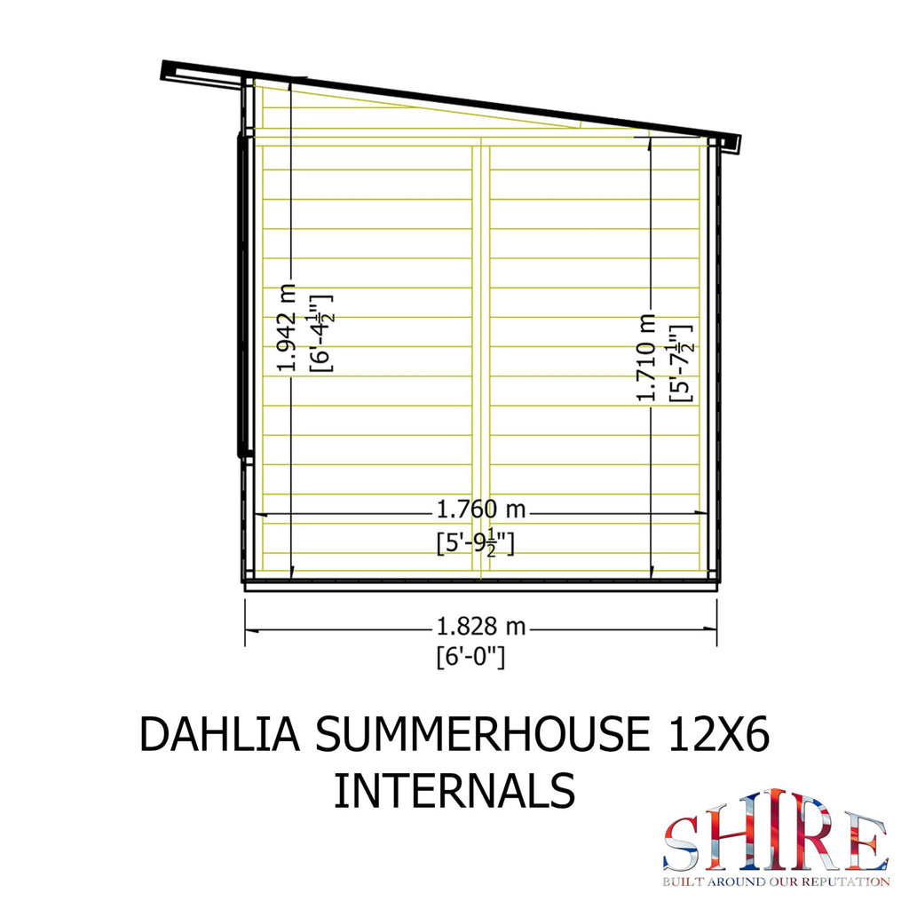 Dahlia Pent Summerhouse 12x6 – Shire timber summerhouse