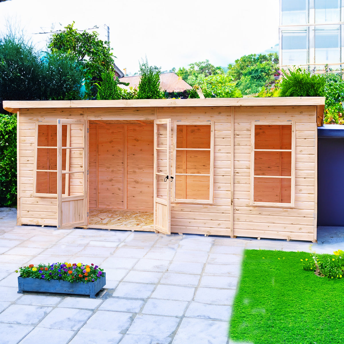Dahlia Pent Summerhouse 16x6 – Shire timber summerhouse