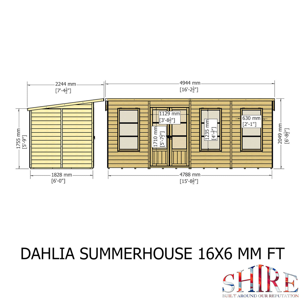 Dahlia Pent Summerhouse 16x6 – Shire timber summerhouse