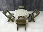DeckFusion Wooden Rounded Picnic Table and Four Chairs Set