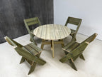 DeckFusion Wooden Rounded Picnic Table and Four Chairs Set