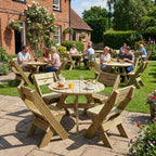DeckFusion Wooden Rounded Picnic Table and Four Chairs Set
