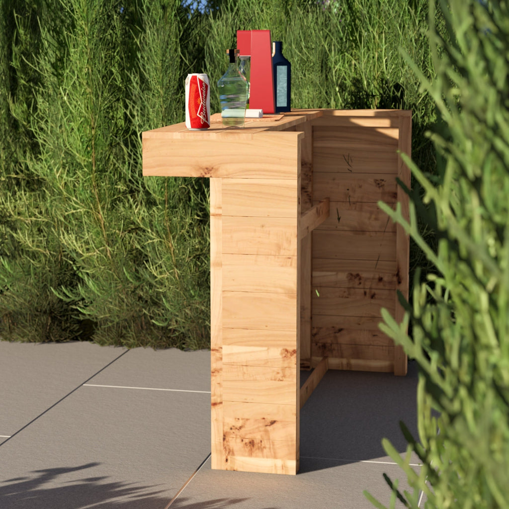 L-Shape Rustic Wooden Garden Bar | Corner Pallet-Style Outdoor Bar
